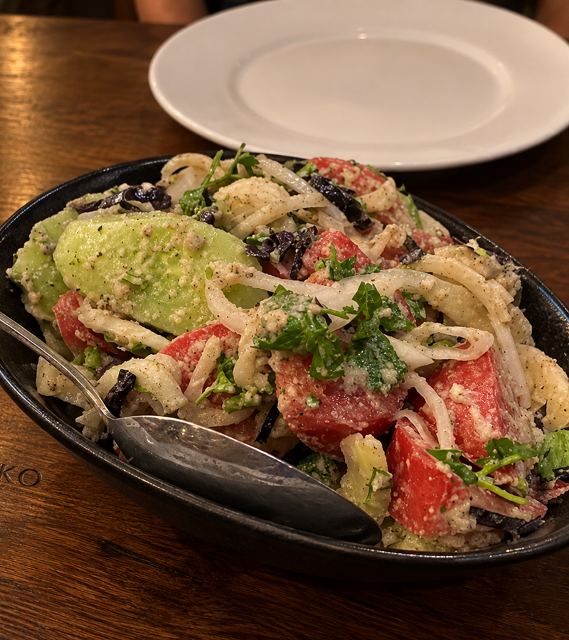 Fresh Georgian salad served at DARIKO restaurant
