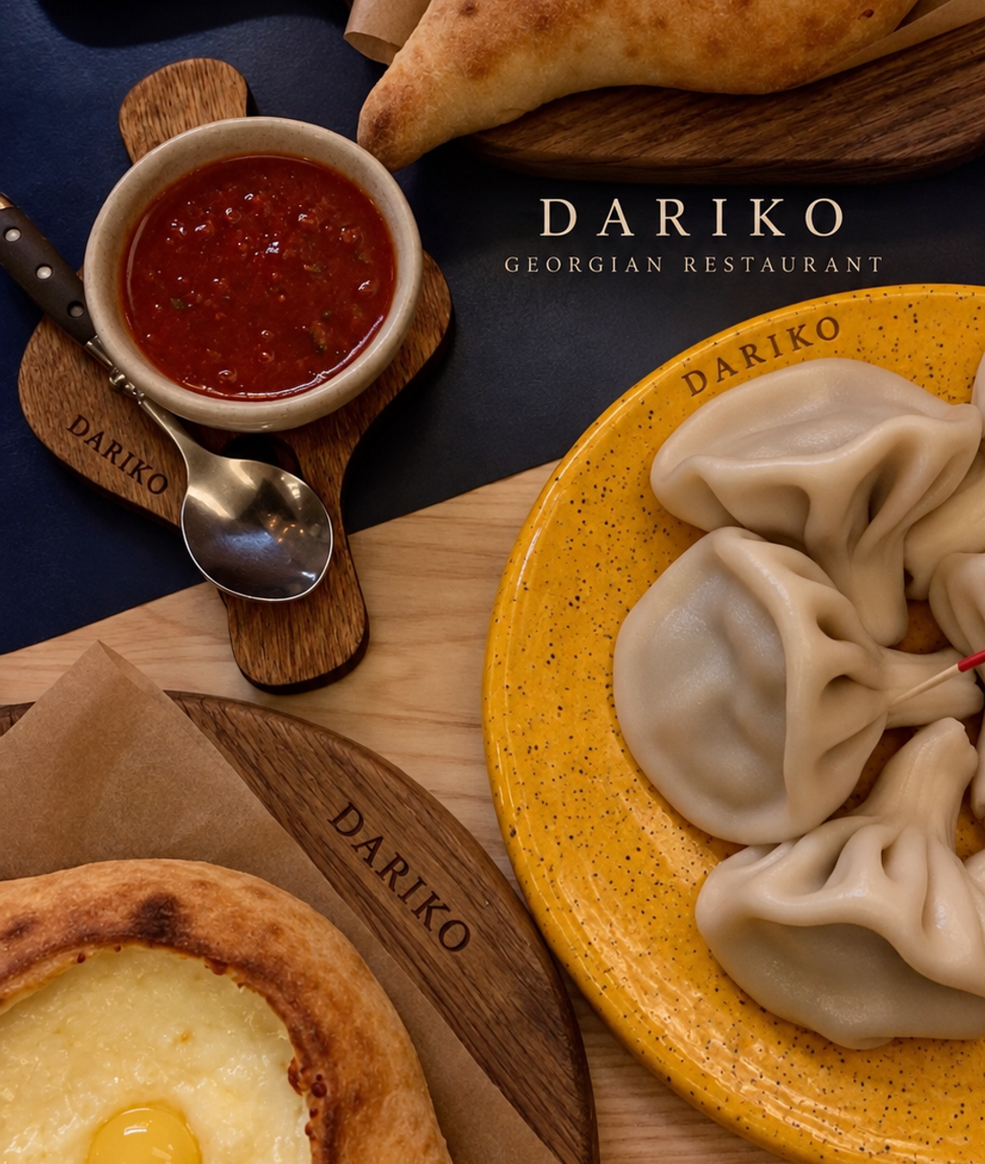 Traditional Georgian food served at DARIKO
